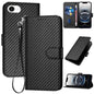 YX0070 Carbon Fiber Buckle Leather Phone Case with Lanyard, For iPhone Air, iPhone 16e, For iPhone 16 Pro Max