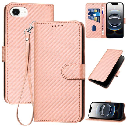 YX0070 Carbon Fiber Buckle Leather Phone Case with Lanyard, For iPhone Air, iPhone 16e, For iPhone 16 Pro Max