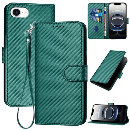 YX0070 Carbon Fiber Buckle Leather Phone Case with Lanyard, For iPhone Air, iPhone 16e, For iPhone 16 Pro Max