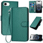 YX0070 Carbon Fiber Buckle Leather Phone Case with Lanyard, For iPhone Air, iPhone 16e, For iPhone 16 Pro Max
