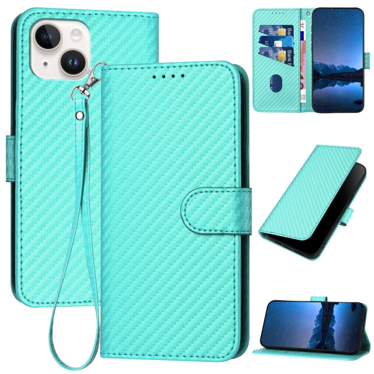 YX0070 Carbon Fiber Buckle Leather Phone Case with Lanyard, For iPhone 13 Pro Max, For iPhone 13 Pro, For iPhone 13
