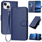YX0070 Carbon Fiber Buckle Leather Phone Case with Lanyard, For iPhone 13 mini, For iPhone 12 / 12 Pro, For iPhone 12 Pro Max