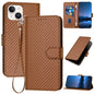 YX0070 Carbon Fiber Buckle Leather Phone Case with Lanyard, For iPhone 13 mini, For iPhone 12 / 12 Pro, For iPhone 12 Pro Max