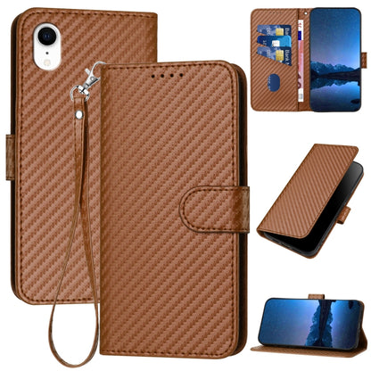 YX0070 Carbon Fiber Buckle Leather Phone Case with Lanyard, For iPhone 11 Pro, For iPhone X / XS, For iPhone XR