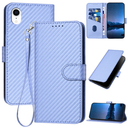 YX0070 Carbon Fiber Buckle Leather Phone Case with Lanyard, For iPhone 11 Pro, For iPhone X / XS, For iPhone XR