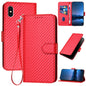 YX0070 Carbon Fiber Buckle Leather Phone Case with Lanyard, For iPhone XS Max, For iPhone 8 Plus / 7 Plus