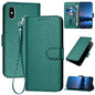 YX0070 Carbon Fiber Buckle Leather Phone Case with Lanyard, For iPhone XS Max, For iPhone 8 Plus / 7 Plus