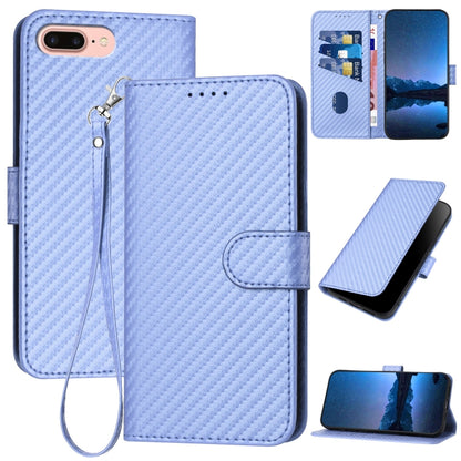 YX0070 Carbon Fiber Buckle Leather Phone Case with Lanyard, For iPhone XS Max, For iPhone 8 Plus / 7 Plus