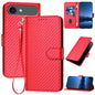 YX0070 Carbon Fiber Buckle Leather Phone Case with Lanyard, For iPhone Air, iPhone 16e, For iPhone 16 Pro Max