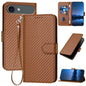 YX0070 Carbon Fiber Buckle Leather Phone Case with Lanyard, For iPhone Air, iPhone 16e, For iPhone 16 Pro Max