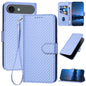 YX0070 Carbon Fiber Buckle Leather Phone Case with Lanyard, For iPhone Air, iPhone 16e, For iPhone 16 Pro Max