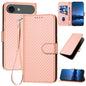 YX0070 Carbon Fiber Buckle Leather Phone Case with Lanyard, For iPhone 17, For iPhone Air, For iPhone 16 Pro Max