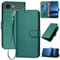 YX0070 Carbon Fiber Buckle Leather Phone Case with Lanyard, For iPhone Air, iPhone 16e, For iPhone 16 Pro Max