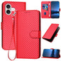 YX0070 Carbon Fiber Buckle Leather Phone Case with Lanyard, For iPhone 17 Pro Max, For iPhone 17 Pro, For iPhone 17