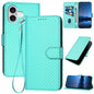 YX0070 Carbon Fiber Buckle Leather Phone Case with Lanyard, For iPhone 17, For iPhone Air, For iPhone 16 Pro Max