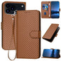 YX0070 Carbon Fiber Buckle Leather Phone Case with Lanyard, For iPhone 17e / 16e, For iPhone 17 Pro Max, For iPhone 17 Pro