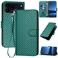 YX0070 Carbon Fiber Buckle Leather Phone Case with Lanyard, For iPhone 17e / 16e, For iPhone 17 Pro Max, For iPhone 17 Pro