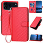 YX0070 Carbon Fiber Buckle Leather Phone Case with Lanyard, For iPhone 17e / 16e, For iPhone 17 Pro Max, For iPhone 17 Pro