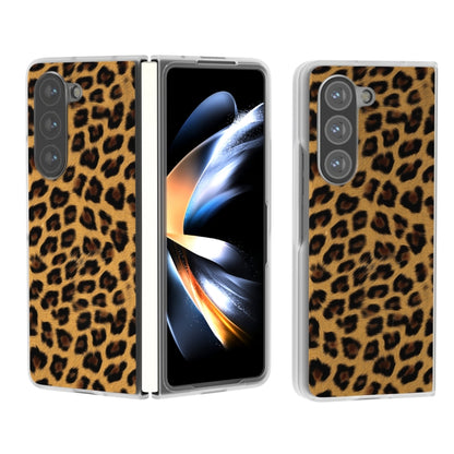 Frosted Transparent Edge Leopard Print Phone Case, For Samsung Galaxy Z Fold6 5G, For Samsung Galaxy Z Fold5