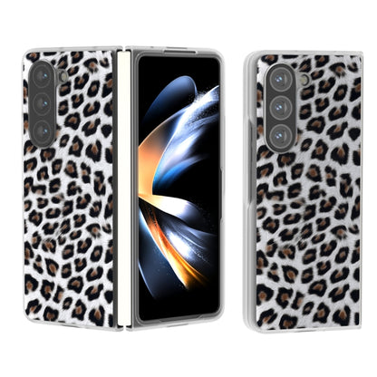 Frosted Transparent Edge Leopard Print Phone Case, For Samsung Galaxy Z Fold6 5G, For Samsung Galaxy Z Fold5
