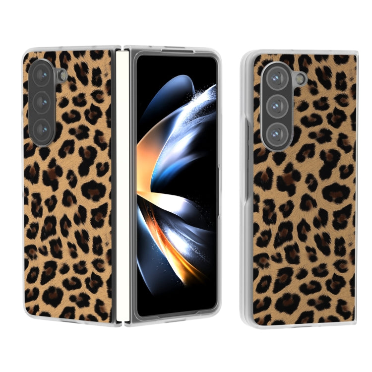 Frosted Transparent Edge Leopard Print Phone Case, For Samsung Galaxy Z Fold6 5G, For Samsung Galaxy Z Fold5