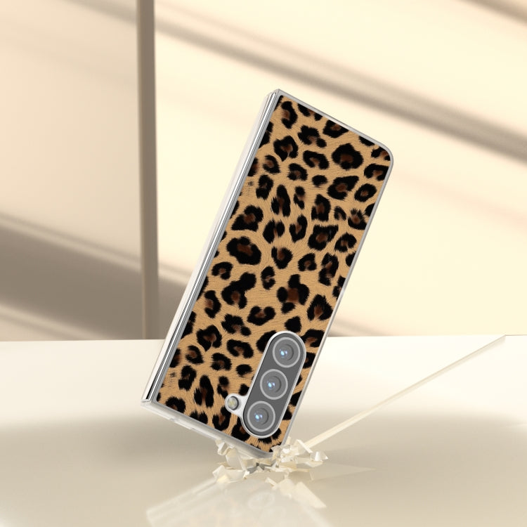 Frosted Transparent Edge Leopard Print Phone Case, For Samsung Galaxy Z Fold6 5G, For Samsung Galaxy Z Fold5