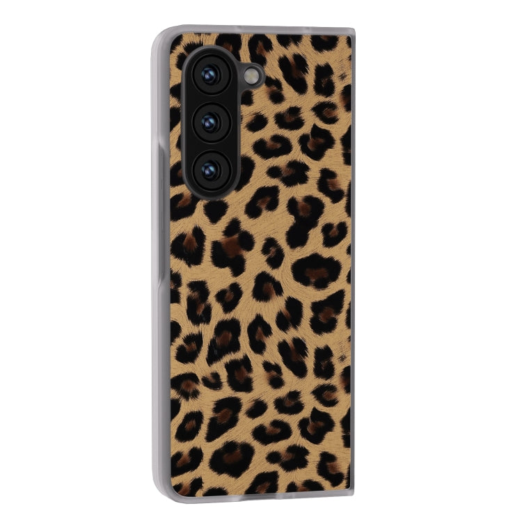 Frosted Transparent Edge Leopard Print Phone Case, For Samsung Galaxy Z Fold6 5G, For Samsung Galaxy Z Fold5
