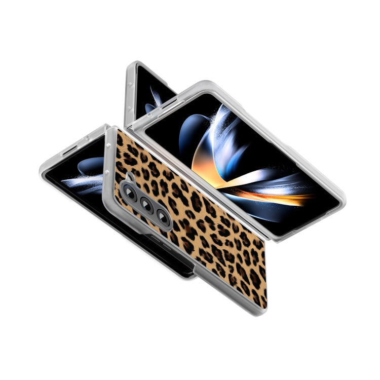 Frosted Transparent Edge Leopard Print Phone Case, For Samsung Galaxy Z Fold6 5G, For Samsung Galaxy Z Fold5