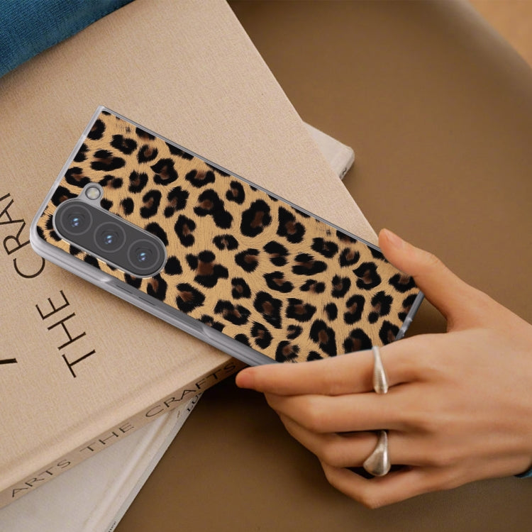 Frosted Transparent Edge Leopard Print Phone Case, For Samsung Galaxy Z Fold6 5G, For Samsung Galaxy Z Fold5