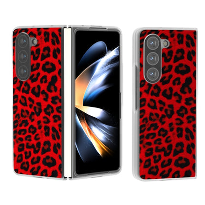 Frosted Transparent Edge Leopard Print Phone Case, For Samsung Galaxy Z Fold6 5G, For Samsung Galaxy Z Fold5