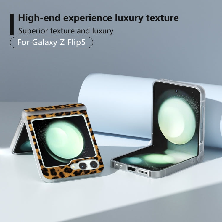 Three Parts Frosted Transparent Frame Leopard Pattern Phone Case, For Samsung Galaxy Z Flip6 / Flip7 FE, For Samsung Galaxy Z Flip5