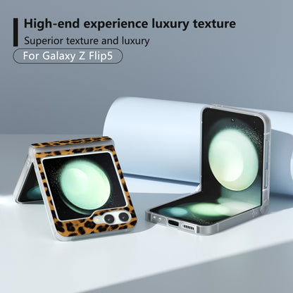 Three Parts Frosted Transparent Frame Leopard Pattern Phone Case, For Samsung Galaxy Z Flip6 / Flip7 FE, For Samsung Galaxy Z Flip5