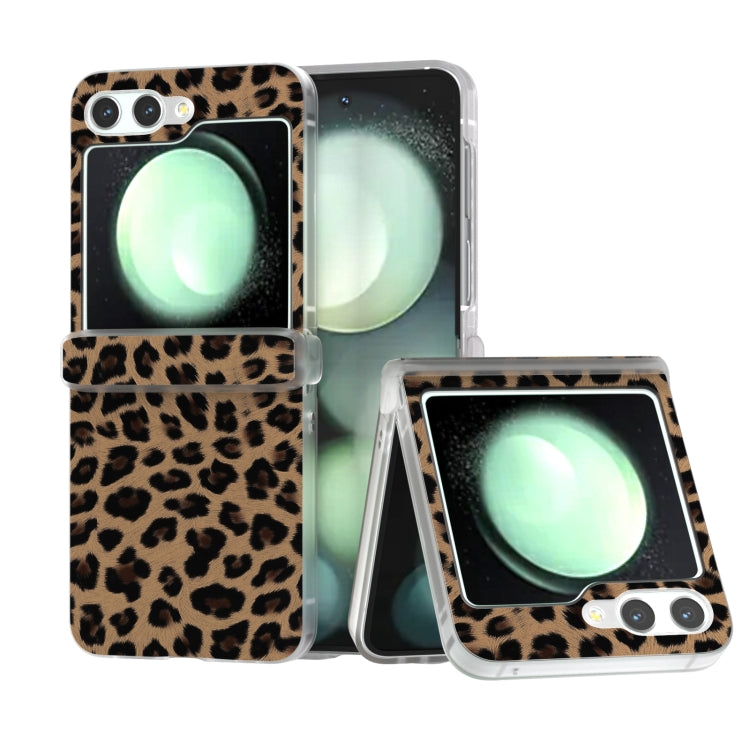 Three Parts Frosted Transparent Frame Leopard Pattern Phone Case