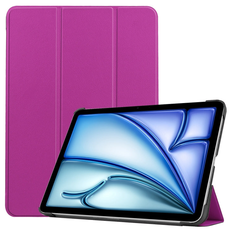 Custer Pure Color 3-Fold Holder Smart Leather Tablet Case, For iPad Air 11 2026 / 2025 / 2024