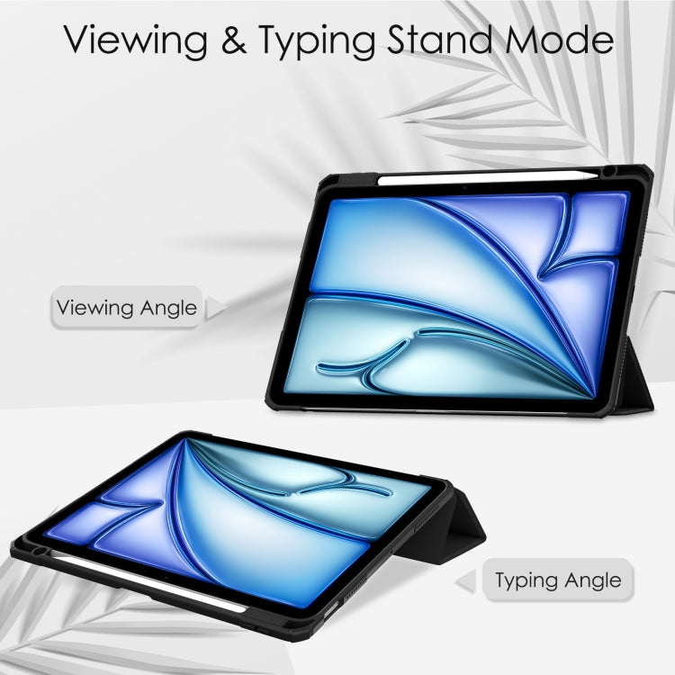 Pure Color 3-fold Clear TPU Smart Leather Tablet Case, For iPad Air 11 2026 / 2025 / 2024