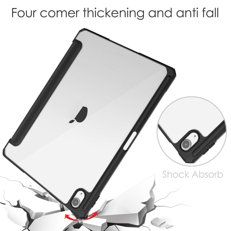 Pure Color 3-fold Clear TPU Smart Leather Tablet Case, For iPad Air 11 2026 / 2025 / 2024
