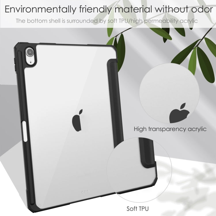 Pure Color 3-fold Clear TPU Smart Leather Tablet Case, For iPad Air 11 2026 / 2025 / 2024