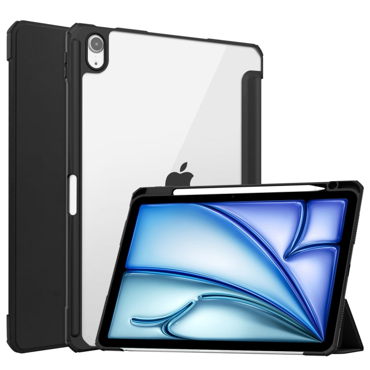 Pure Color 3-fold Clear TPU Smart Leather Tablet Case, For iPad Air 11 2026 / 2025 / 2024