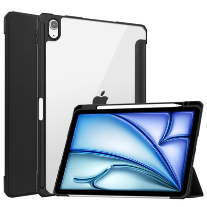 Pure Color 3-fold Clear TPU Smart Leather Tablet Case, For iPad Air 11 2026 / 2025 / 2024