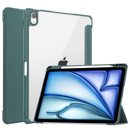 Pure Color 3-fold Clear TPU Smart Leather Tablet Case, For iPad Air 11 2026 / 2025 / 2024