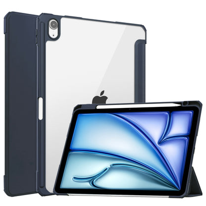 Pure Color 3-fold Clear TPU Smart Leather Tablet Case, For iPad Air 11 2026 / 2025 / 2024