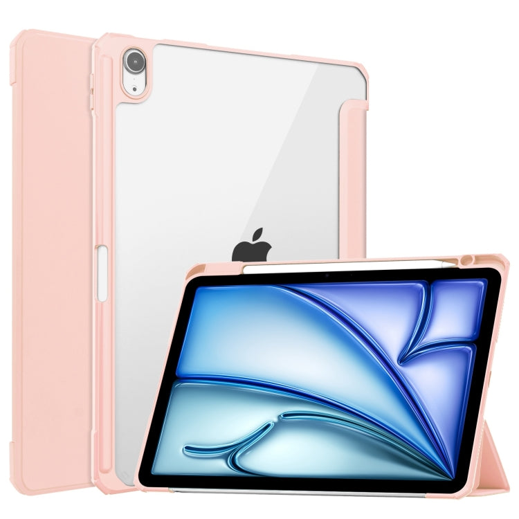 Pure Color 3-fold Clear TPU Smart Leather Tablet Case, For iPad Air 11 2026 / 2025 / 2024
