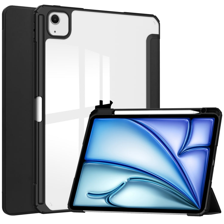 Pure Color 3-fold Clear TPU Smart Leather Tablet Case