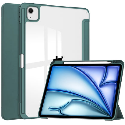 Pure Color 3-fold Clear TPU Smart Leather Tablet Case