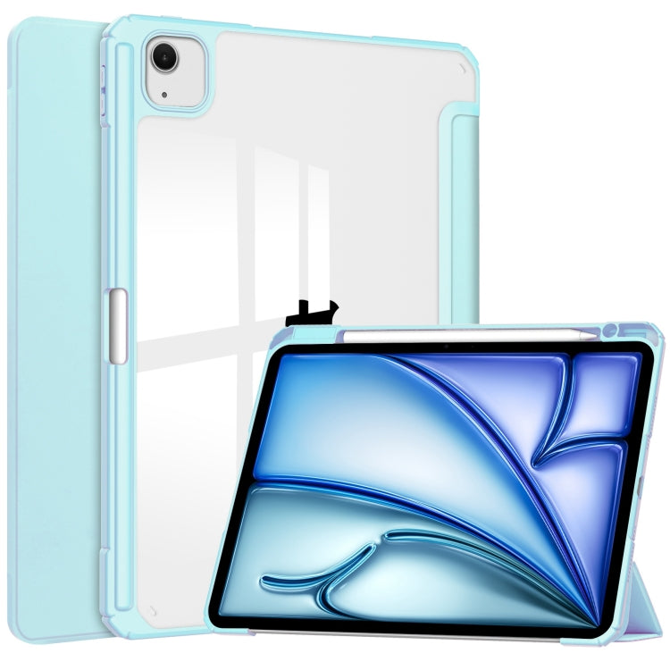 Pure Color 3-fold Clear TPU Smart Leather Tablet Case