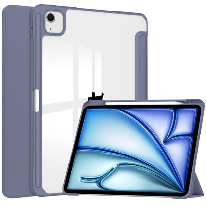 Pure Color 3-fold Clear TPU Smart Leather Tablet Case