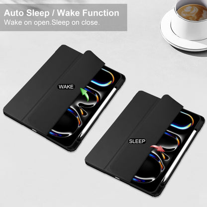 Pure Color 3-fold Clear TPU Smart Leather Tablet Case