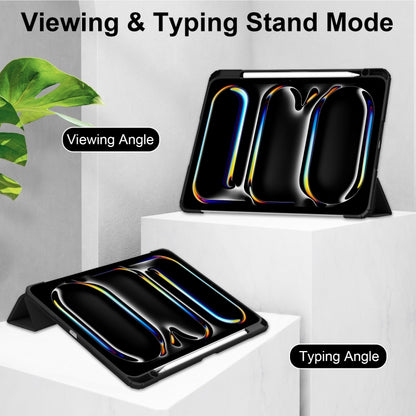 Pure Color 3-fold Clear TPU Smart Leather Tablet Case