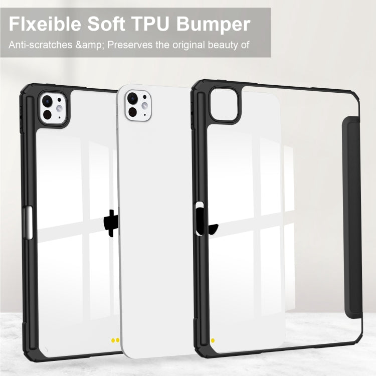 Pure Color 3-fold Clear TPU Smart Leather Tablet Case