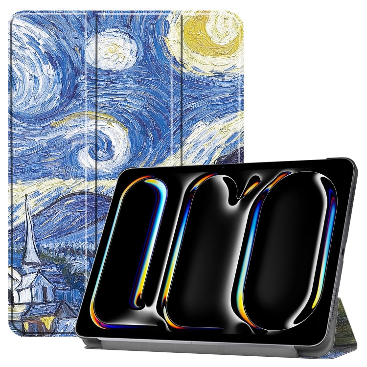Custer Painted 3-Fold Holder Smart Leather Tablet Case, For iPad Pro 11 2025 / 2024